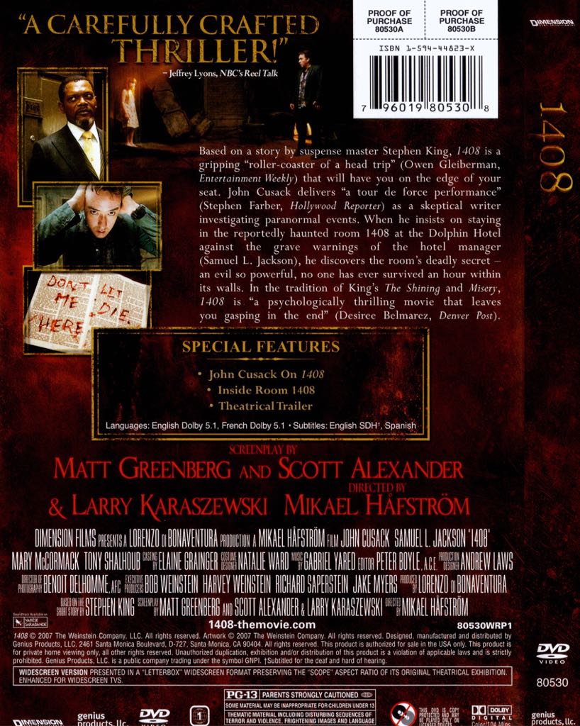 (002) 1408 DVD-R movie collectible [Barcode 065938095931] - Main Image 2