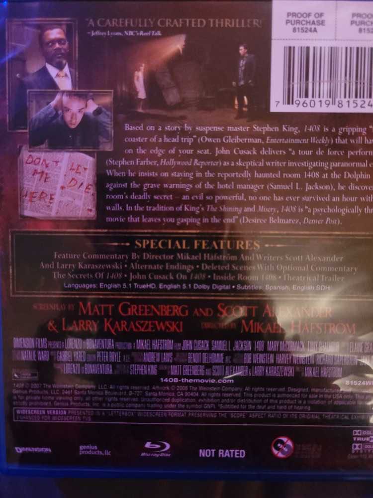 1408 Fandango at Home movie collectible [Barcode 5705535037372] - Main Image 3