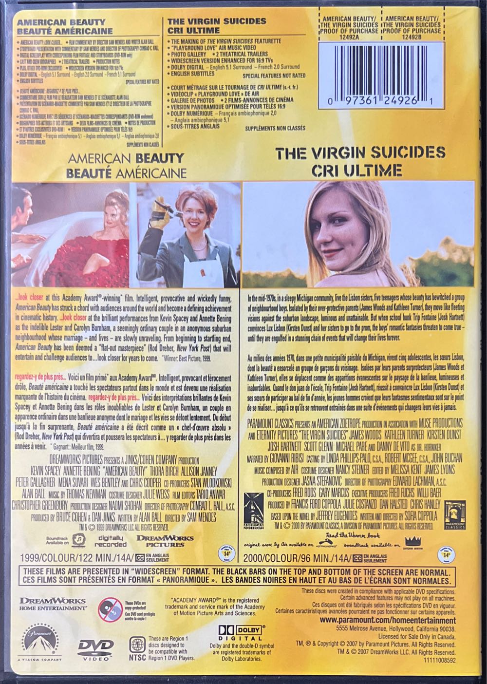 American Beauty DVD movie collectible [Barcode 097361249261] - Main Image 2