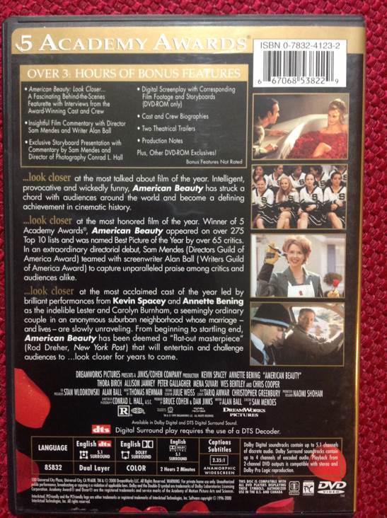 American Beauty DVD movie collectible [Barcode 667068538229] - Main Image 2