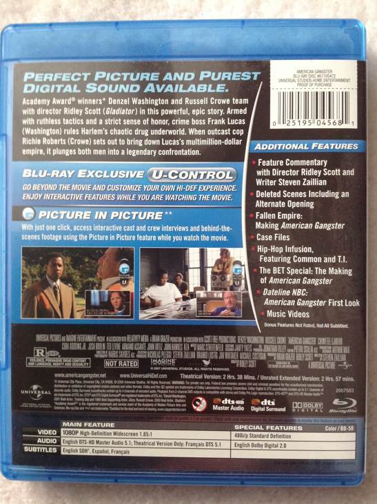 American Gangster Blu-ray movie collectible [Barcode 025195045681] - Main Image 2