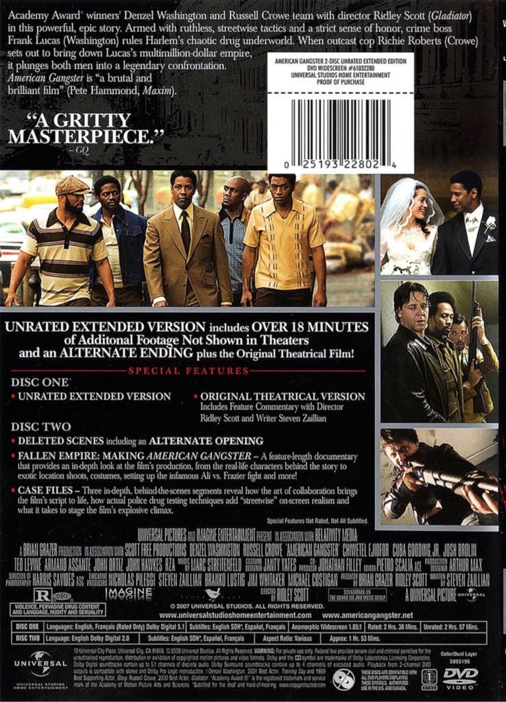 American Gangster DVD movie collectible [Barcode 025195055703] - Main Image 2