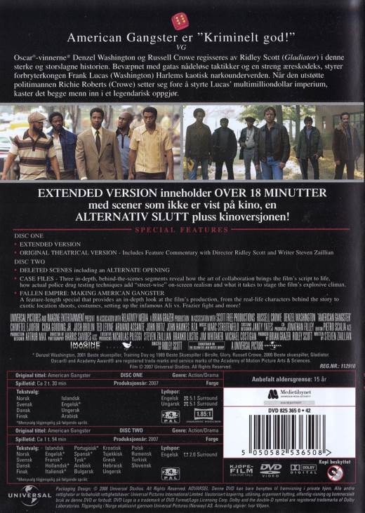American Gangster  DVD-R movie collectible [Barcode 5050582536508] - Main Image 2
