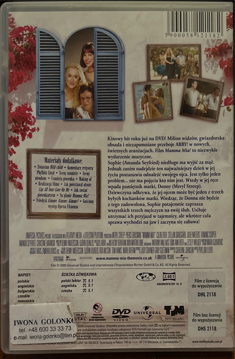 Mamma Mia! DVD movie collectible [Barcode 5900058121182] - Main Image 2