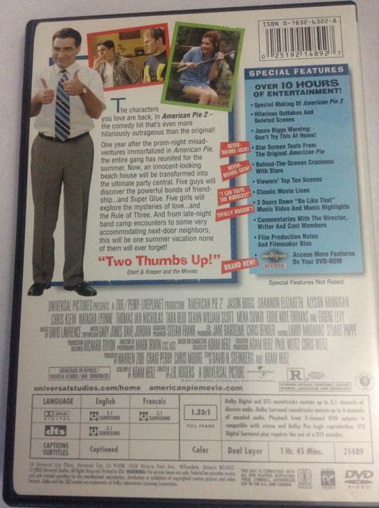 American Pie 2 DVD movie collectible [Barcode 025192148927] - Main Image 2