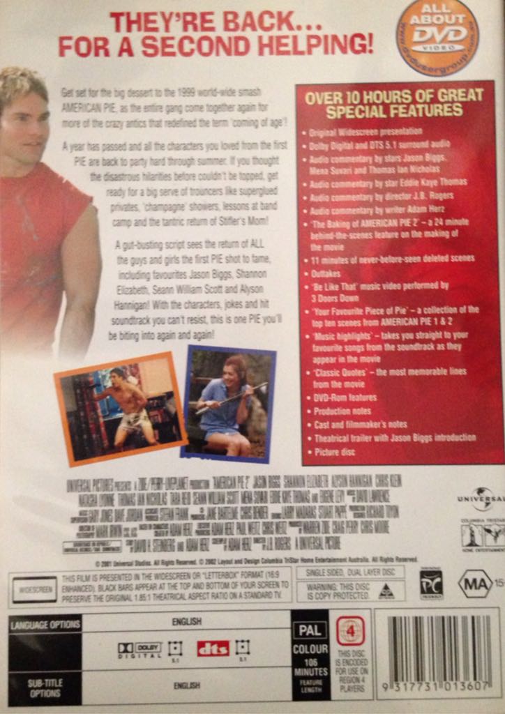American Pie 2 DVD movie collectible [Barcode 9317731013607] - Main Image 2