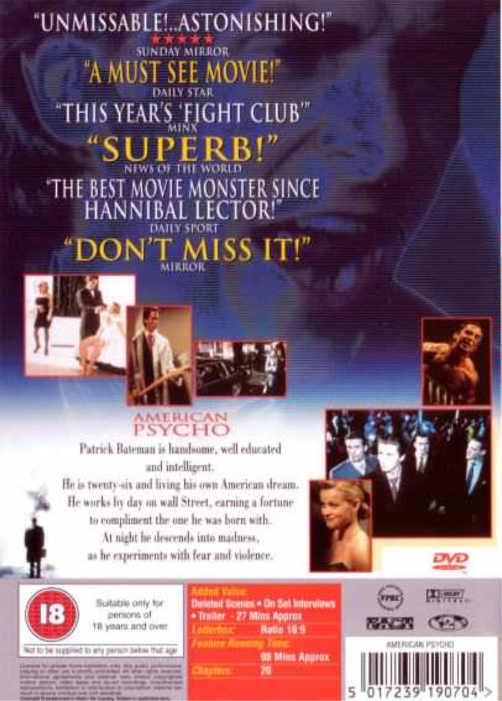 American Psycho (digital) Digital Copy movie collectible [Barcode 0031398176374] - Main Image 2