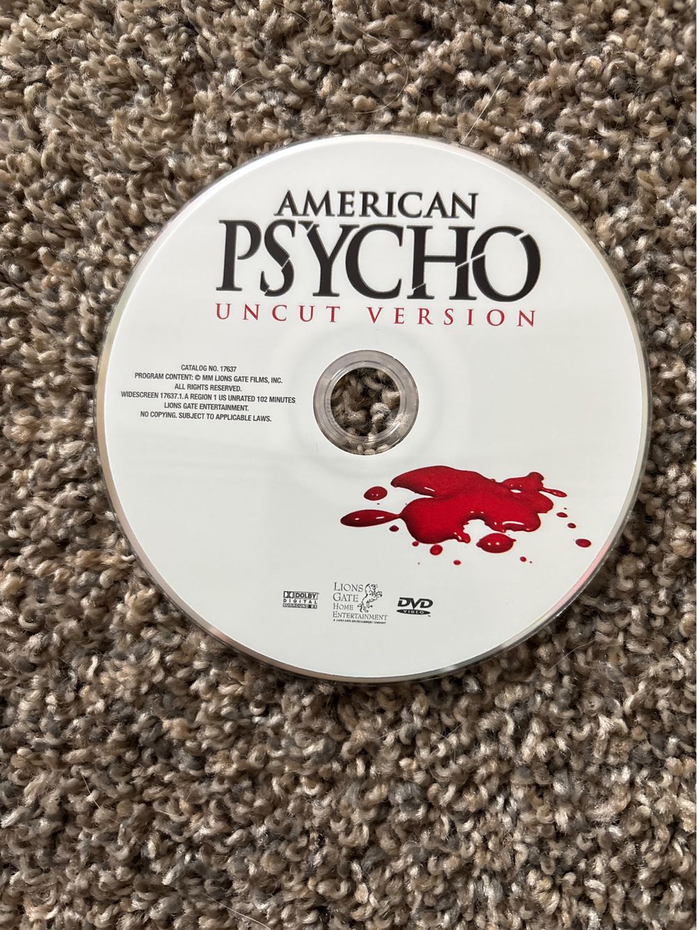 American Psycho DVD-R movie collectible [Barcode 03131763] - Main Image 2