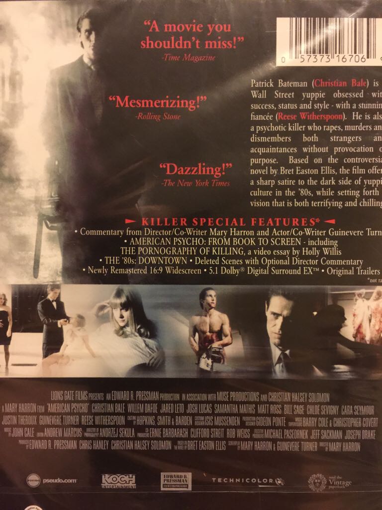 American Psycho DVD movie collectible [Barcode 057373167069] - Main Image 2