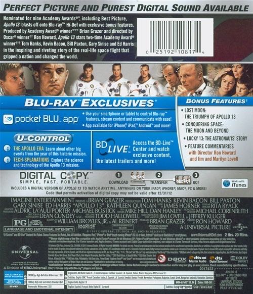 Apollo 13 Blu-ray movie collectible [Barcode 025192108174] - Main Image 3