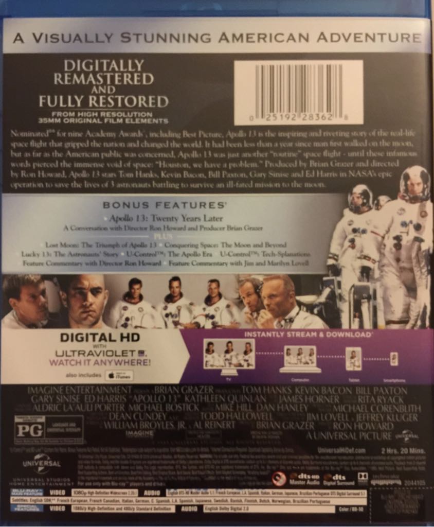 Apollo 13 Blu-ray movie collectible [Barcode 025192283628] - Main Image 2