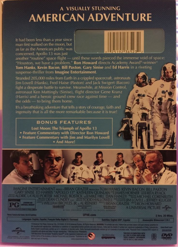 Apollo 13 DVD movie collectible [Barcode 025192365232] - Main Image 2
