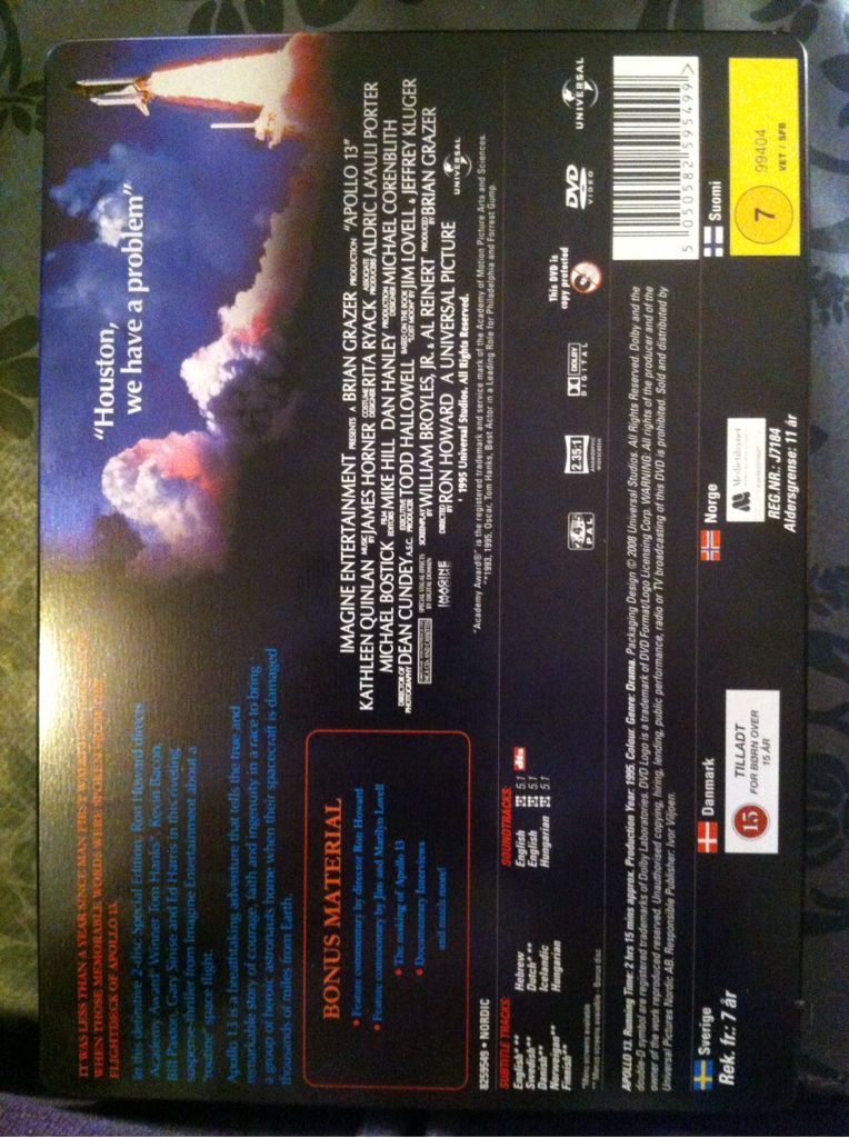Apollo 13 DVD movie collectible [Barcode 5050582595499] - Main Image 2