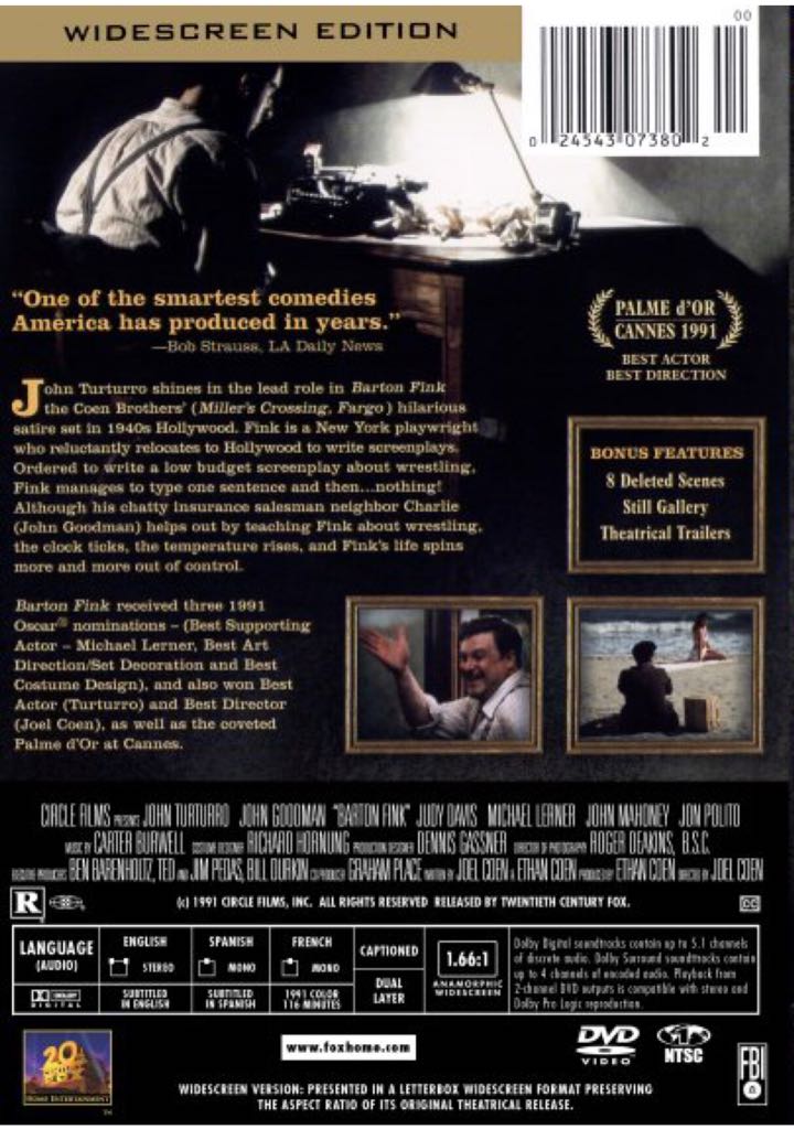 Barton Fink DVD movie collectible [Barcode 3384442024587] - Main Image 2