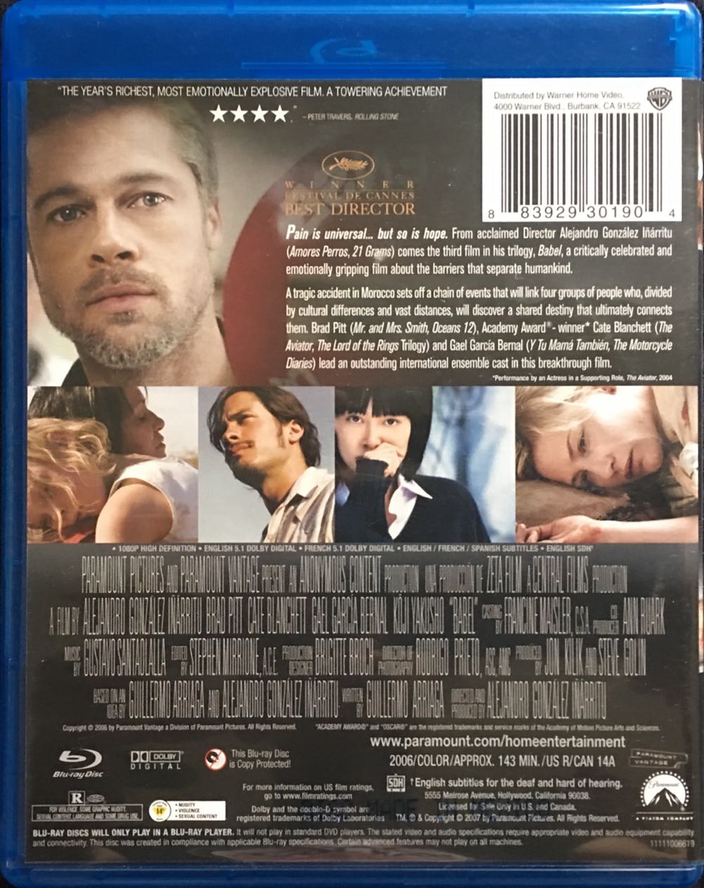 Babel Blu-ray movie collectible [Barcode 883929301904] - Main Image 2