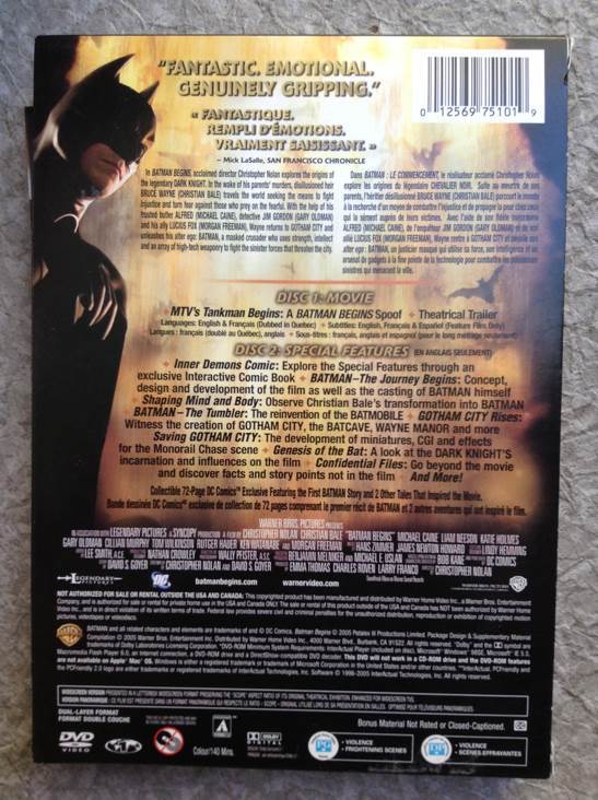 Batman 5: Batman Begins DVD movie collectible [Barcode 012569751019] - Main Image 2