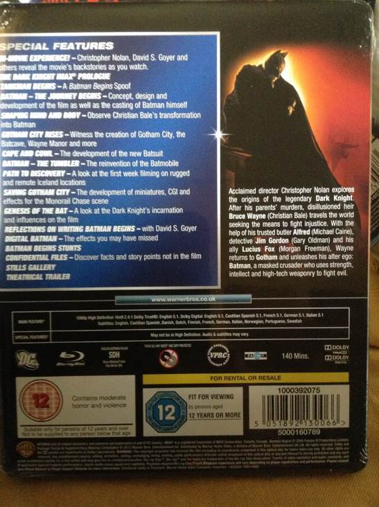 Batman Begins Blu-ray movie collectible [Barcode 5051892130066] - Main Image 2
