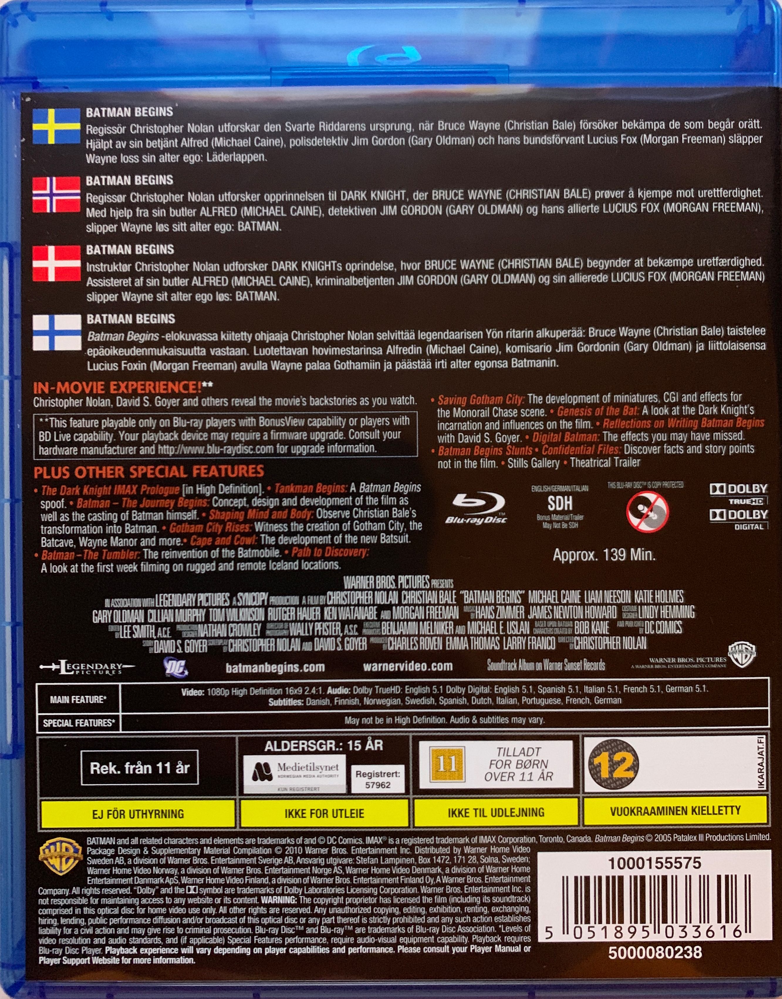 Batman Begins Blu-ray movie collectible [Barcode 5051895033616] - Main Image 2
