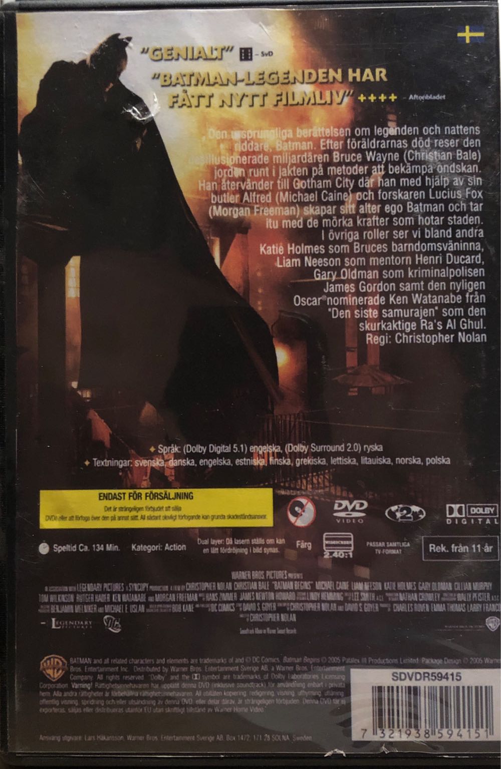 Batman 1 : Batman Begins DVD movie collectible [Barcode 7321938594151] - Main Image 2