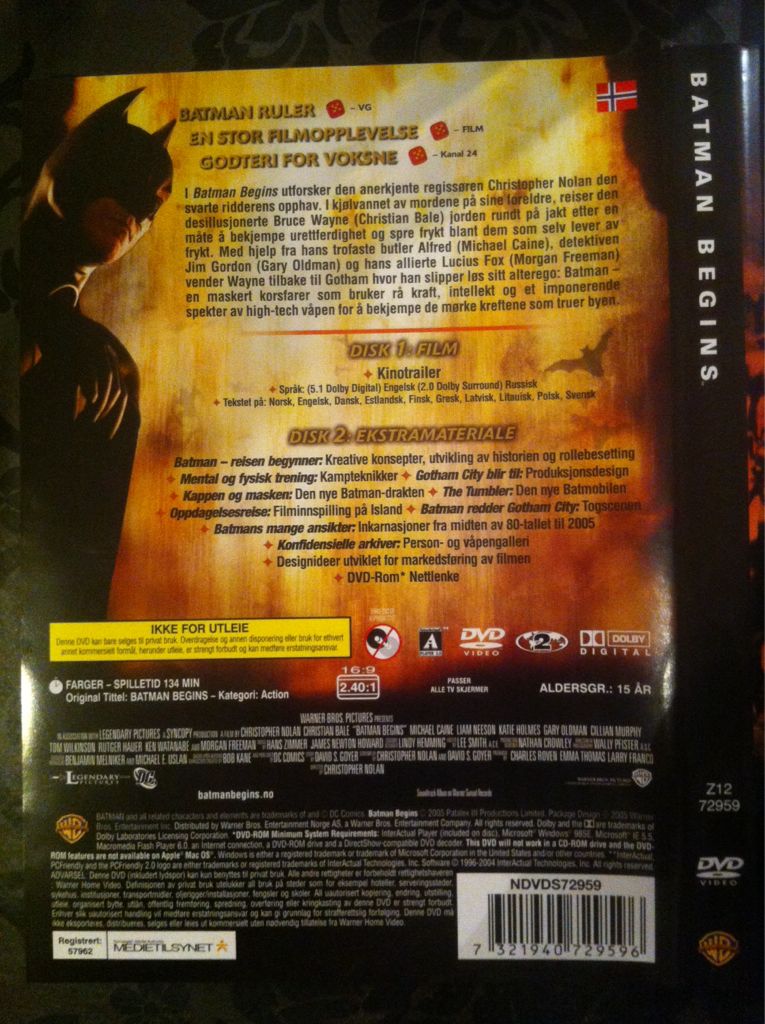 Batman Begins DVD movie collectible [Barcode 7321940729596] - Main Image 2