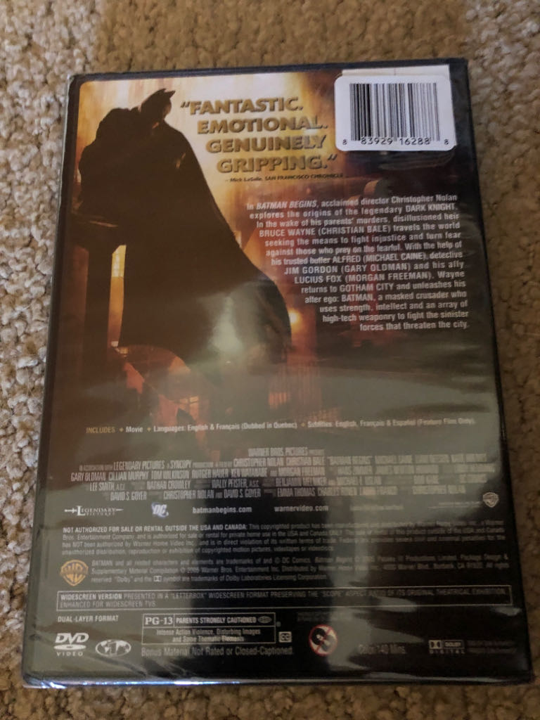 Batman (5) Begins DVD movie collectible [Barcode 883929162888] - Main Image 2