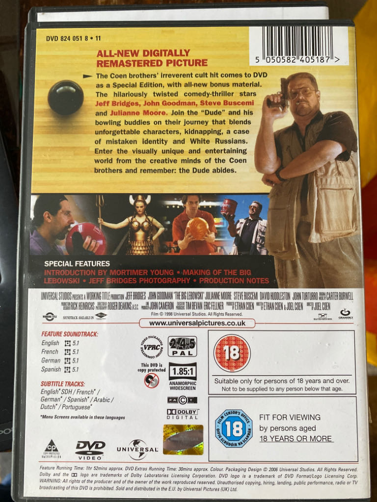 The Big Lebowski Blu-ray movie collectible [Barcode 5050582405187] - Main Image 2