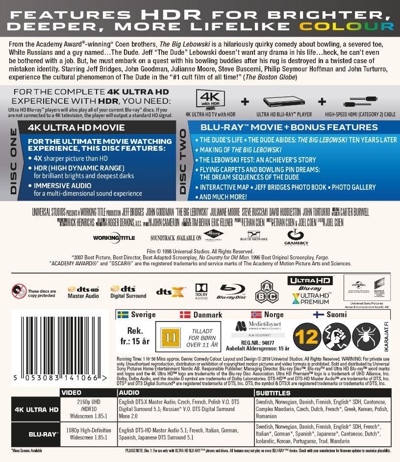The Big Lebowski Blu-ray movie collectible [Barcode 5050582828283] - Main Image 2