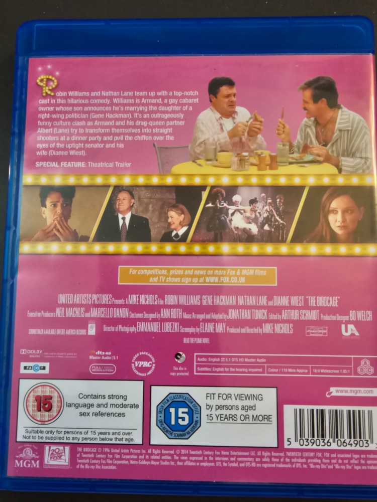 The Birdcage Blu-ray movie collectible [Barcode 5039036064903] - Main Image 2