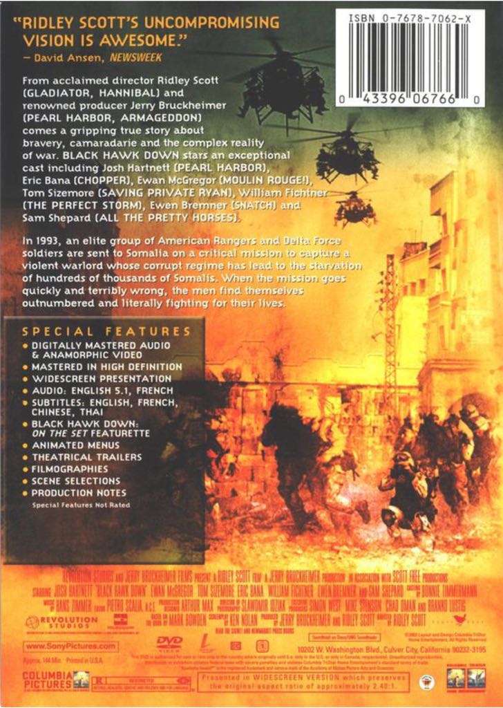 (002) Black Hawk Down DVD-R movie collectible [Barcode 043396067158] - Main Image 2