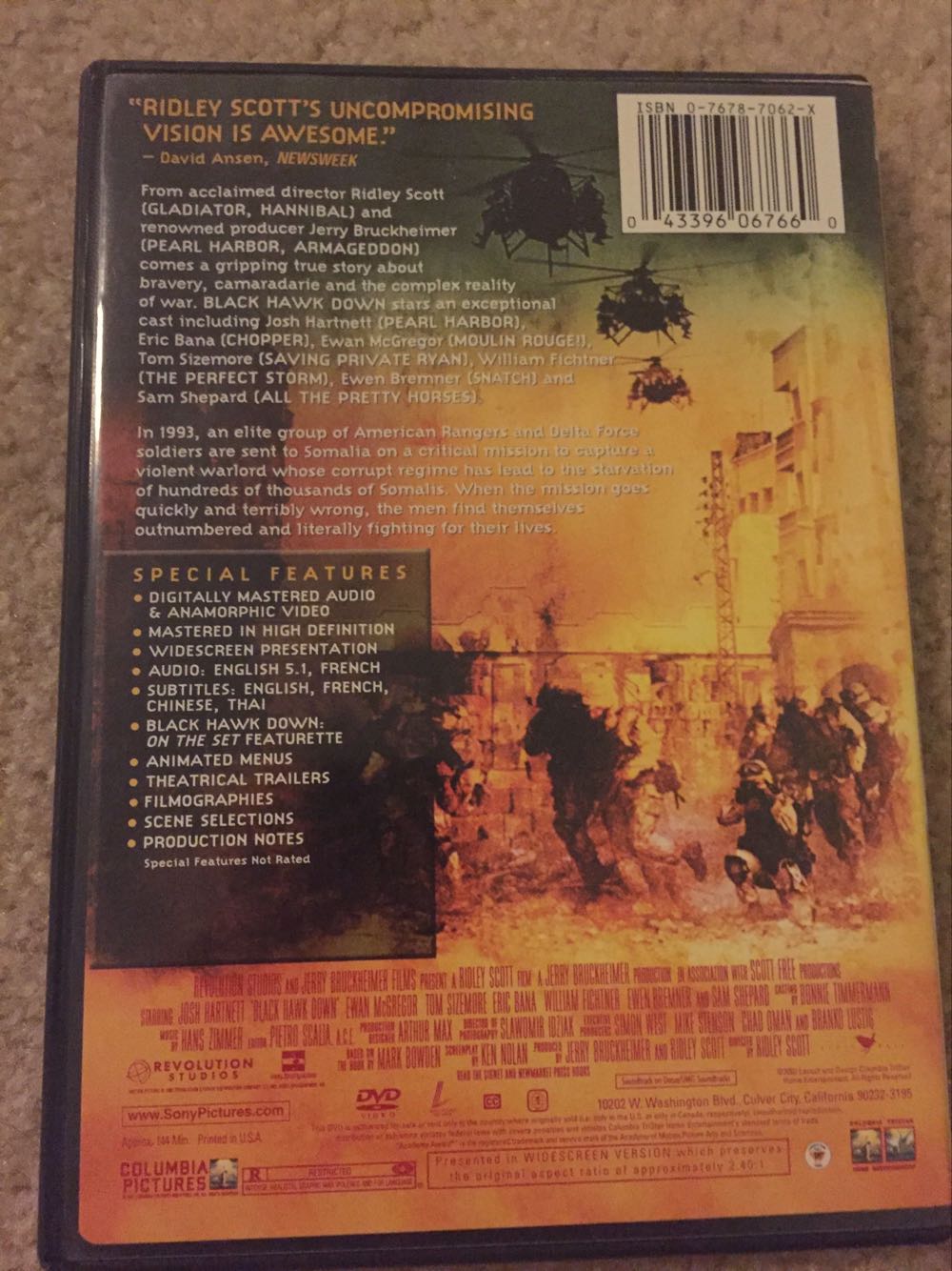 Black Hawk Down DVD movie collectible [Barcode 043396155831] - Main Image 4