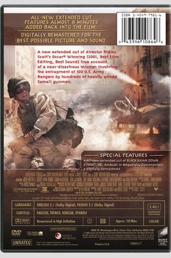 Black Hawk Down (50)HD Blu-ray movie collectible [Barcode 08443908] - Main Image 2