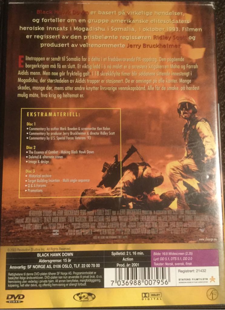 Black Hawk Down DVD movie collectible [Barcode 7036988007956] - Main Image 2