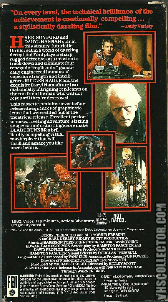 Blade Runner VHS movie collectible [Barcode 042995138030] - Main Image 2