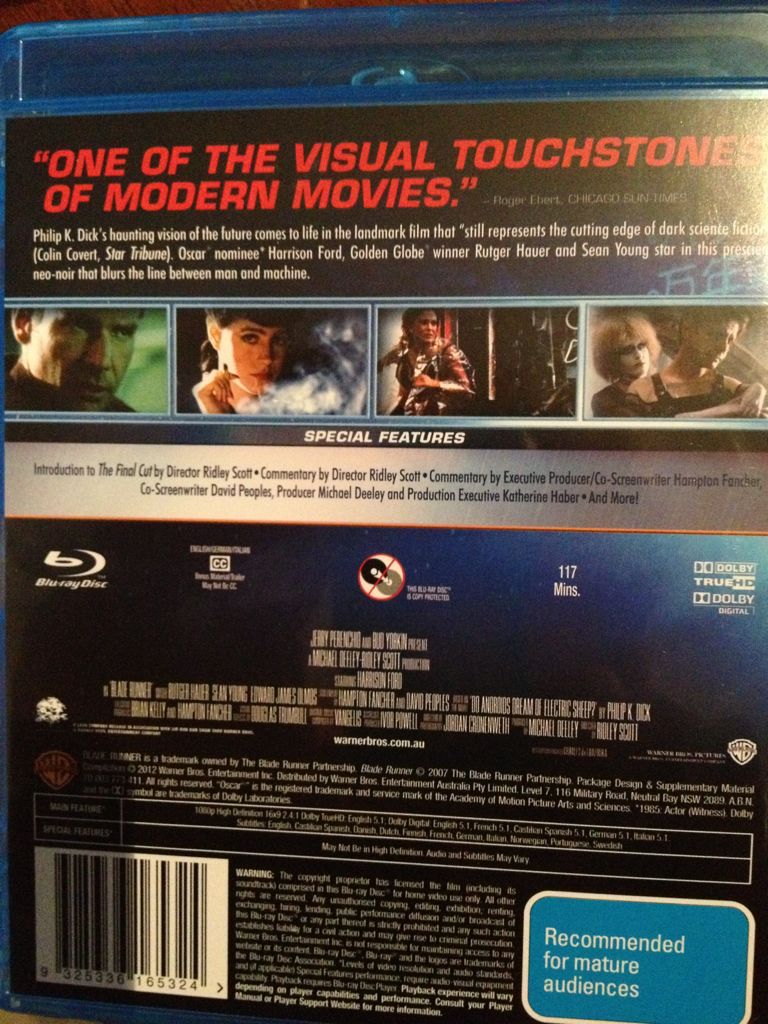 Blade Runner Blu-ray movie collectible [Barcode 9325336165324] - Main Image 2
