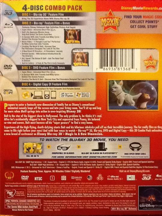 Bolt 3D Blu-ray movie collectible [Barcode 786936813685] - Main Image 2