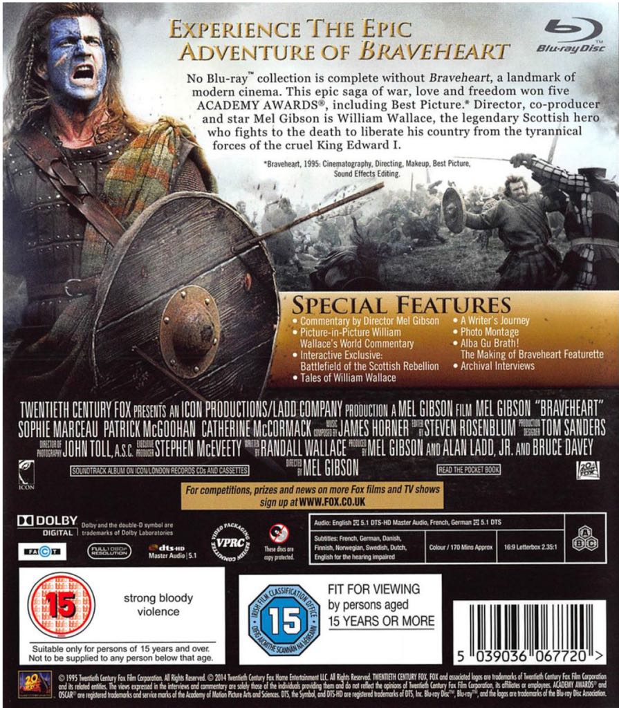 Braveheart Blu-ray movie collectible [Barcode 032429256447] - Main Image 2