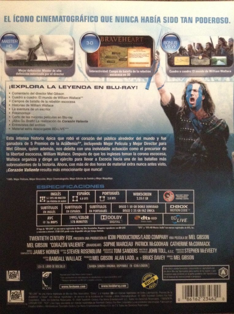 Corazón Valiente (Braveheart) Blu-ray movie collectible [Barcode 086162234620] - Main Image 2
