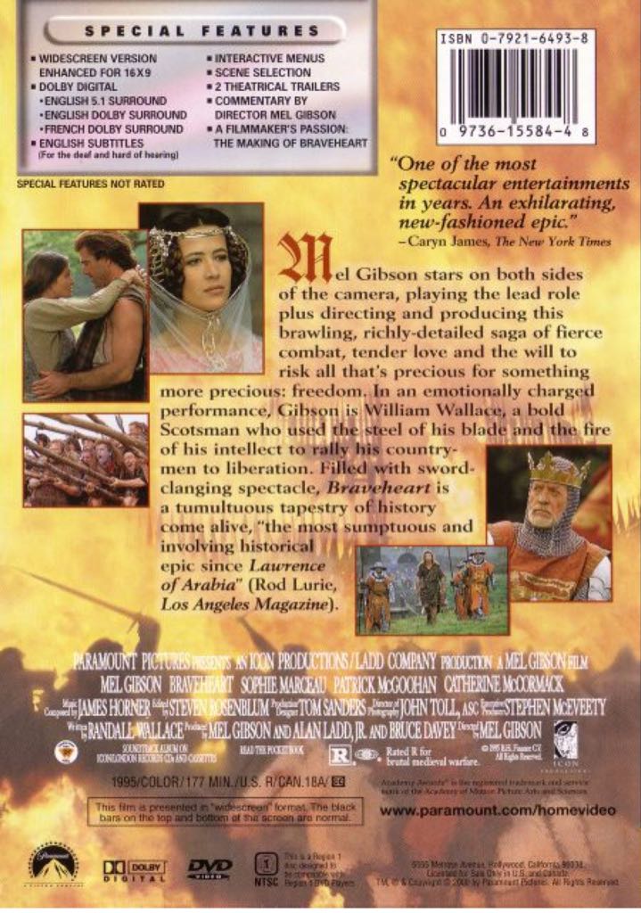 Braveheart DVD movie collectible [Barcode 097361313962] - Main Image 2
