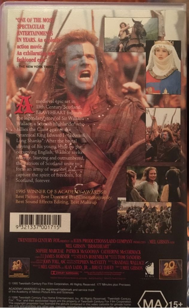 Braveheart VHS movie collectible [Barcode 097361535036] - Main Image 2