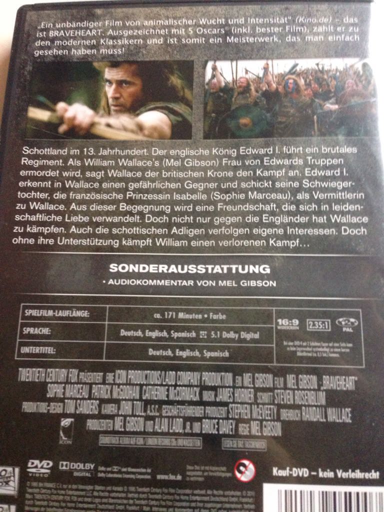 Braveheart DVD movie collectible [Barcode 4010232050007] - Main Image 2