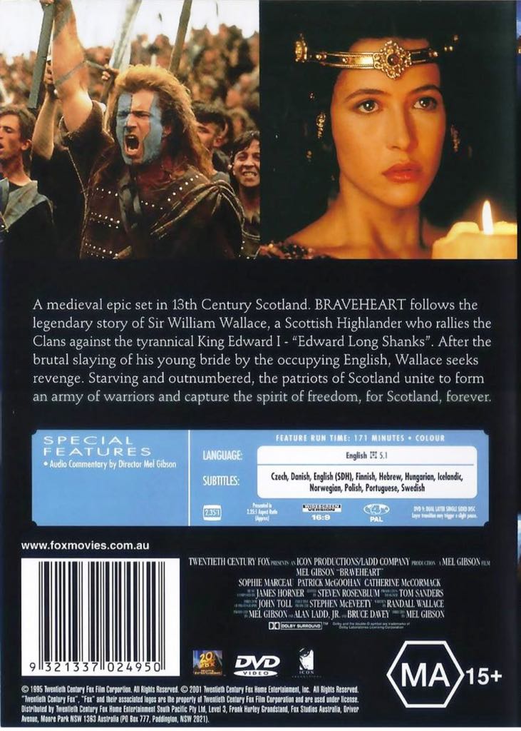 Braveheart DVD movie collectible [Barcode 7036988000858] - Main Image 2