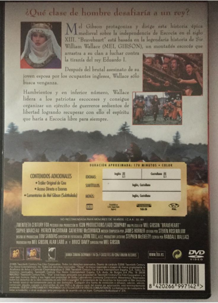 Braveheart DVD movie collectible [Barcode 8420266997142] - Main Image 2