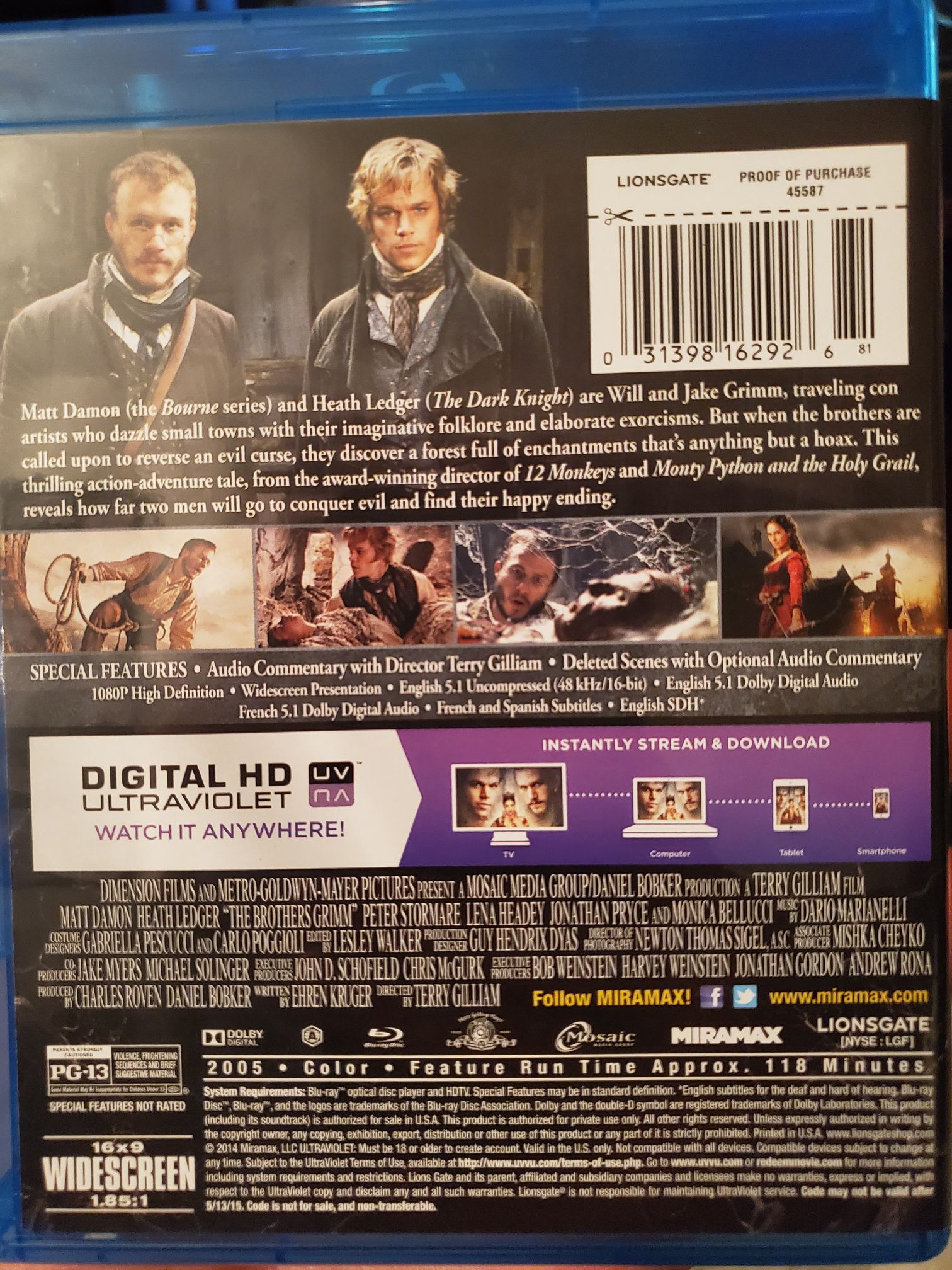 The Brothers Grimm Blu-ray movie collectible [Barcode 031398147725] - Main Image 2