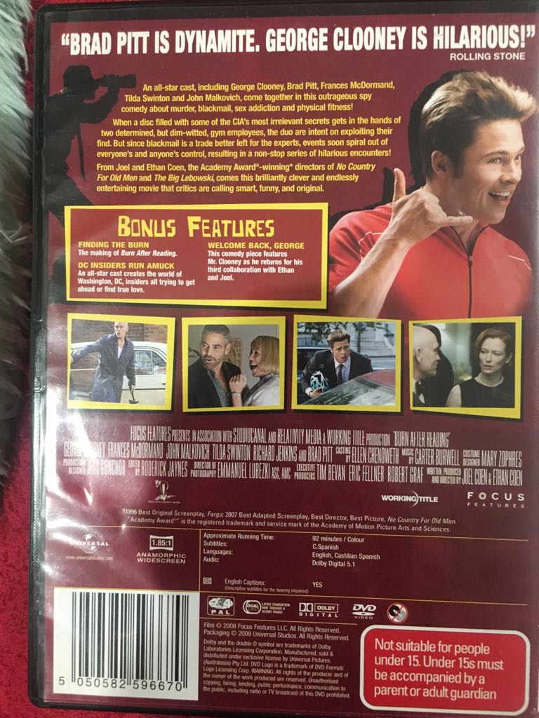 Burn After Reading DVD movie collectible [Barcode 5050582596670] - Main Image 2