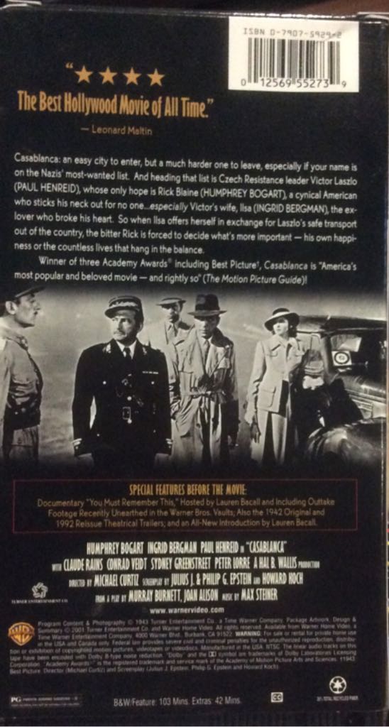 Casablanca VHS movie collectible [Barcode 012569552739] - Main Image 2