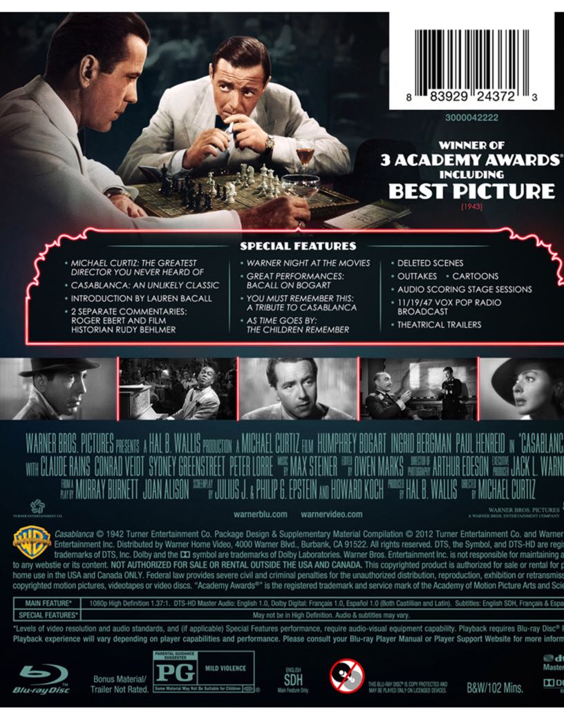 Classic: Casablanca Blu-ray movie collectible [Barcode 012569797918] - Main Image 2