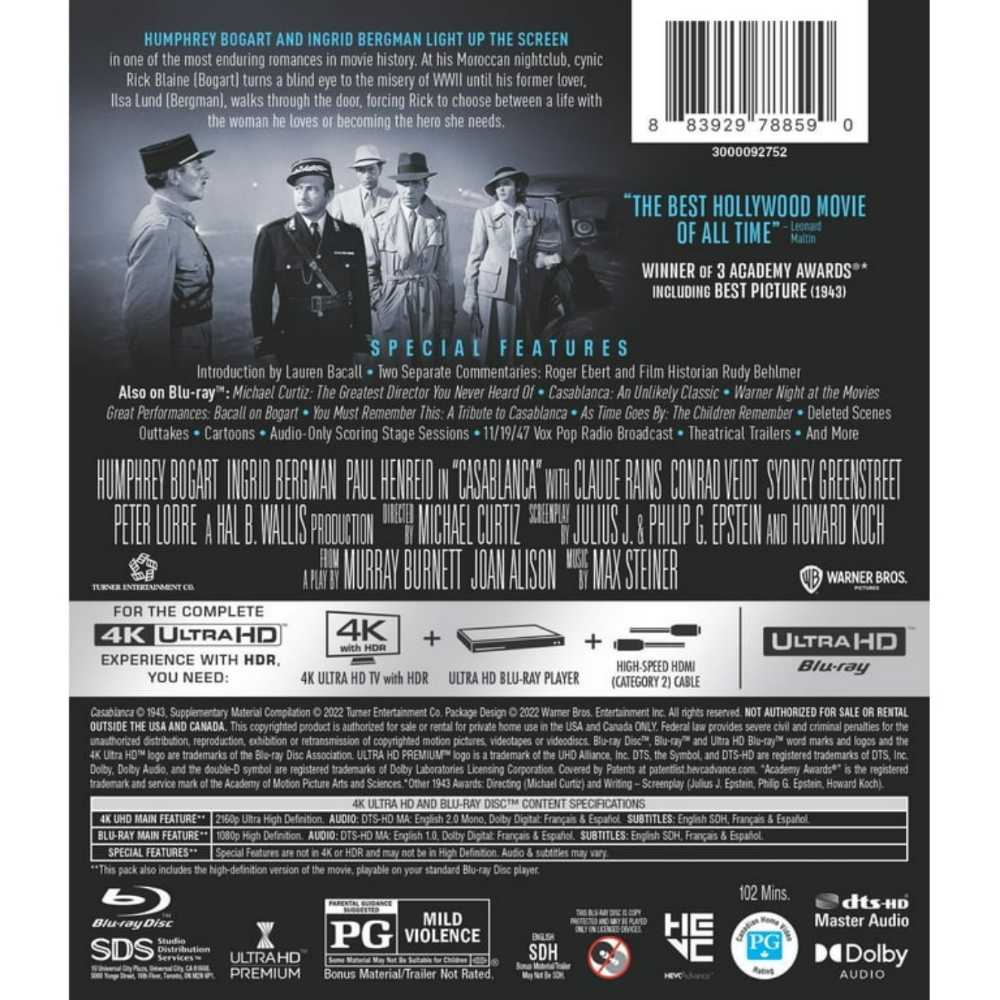 WAR- Casablanca [Blu-Ray] Blu-ray movie collectible [Barcode 883929061051] - Main Image 3