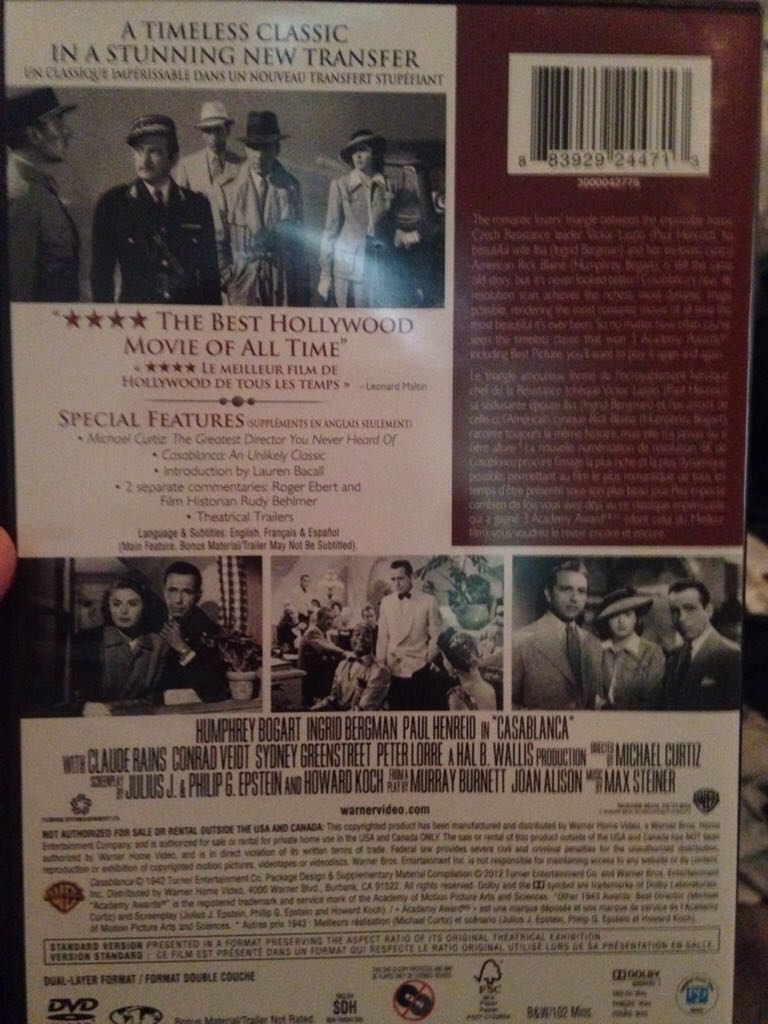 Casablanca DVD movie collectible [Barcode 883929244713] - Main Image 2