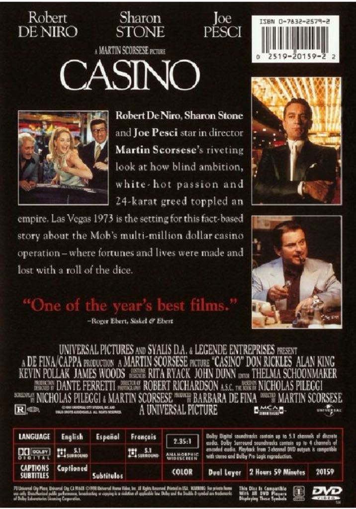 Casino DVD movie collectible [Barcode 16989078] - Main Image 2