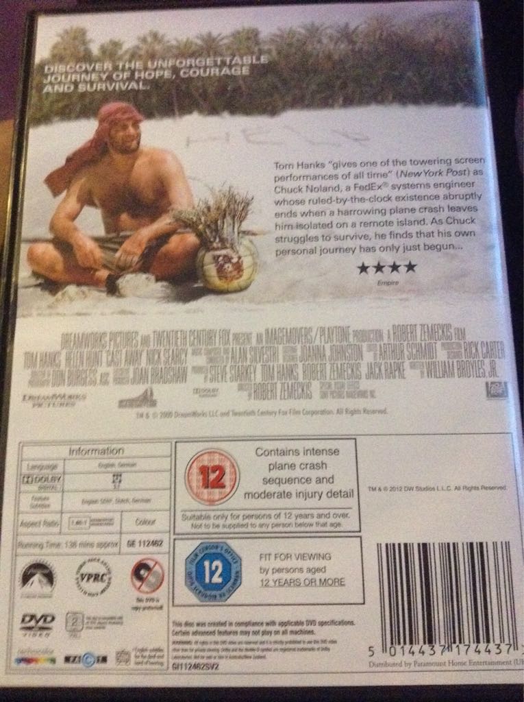 Cast Away DVD movie collectible [Barcode 5014437174437] - Main Image 2